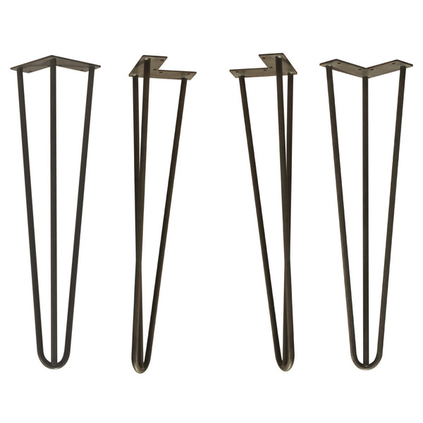 Osborne Wood Products 18 x 4 SOLD AS A SET OF FOUR~Hairpin Metal Table Legs in Flat Black Fi 413003BL
